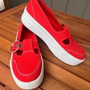 Red & White dELiA*s Platform Mary Jane’s